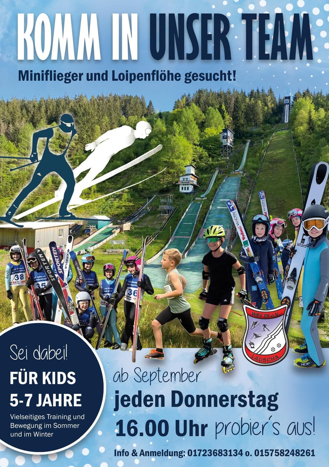 Plakat "Loipenflöhe und Miniflieger gesucht"